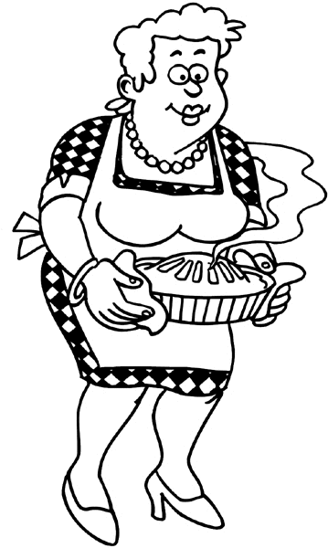Lady carrying fresh baked pie vinyl sticker. Customize on line. Restaurants Bars Hotels 079-0458
